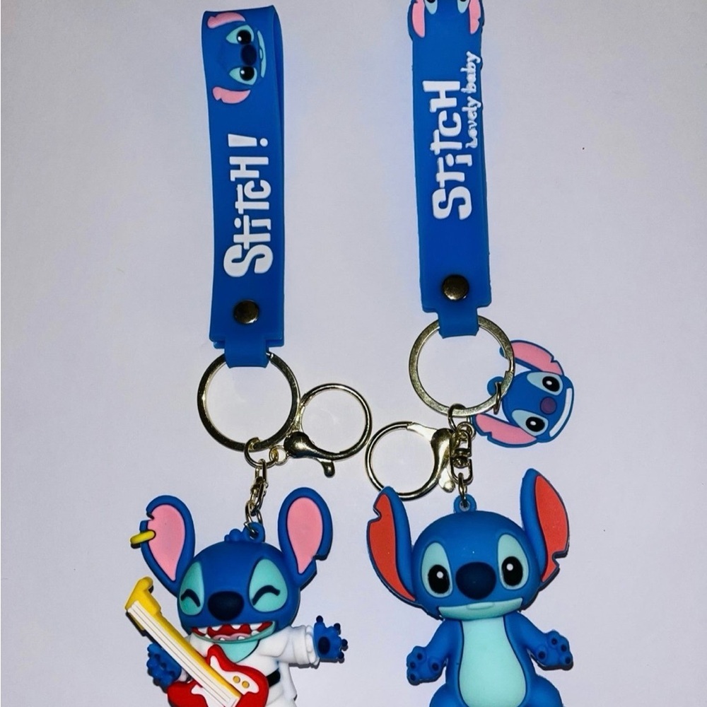 Stitch Blue and Pink Silicone Keychain Set